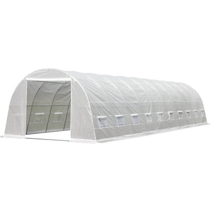 40'×12'×7.5' Tunnel Greenhouse Walk-in Hoop Greenhouses, White