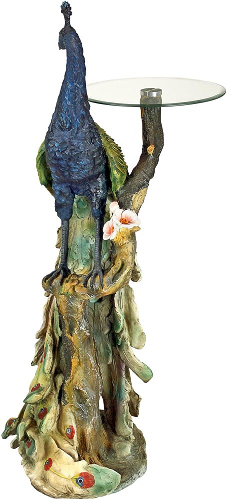 Peacock's Perch Sculptural Glass-Topped Pedestal Table