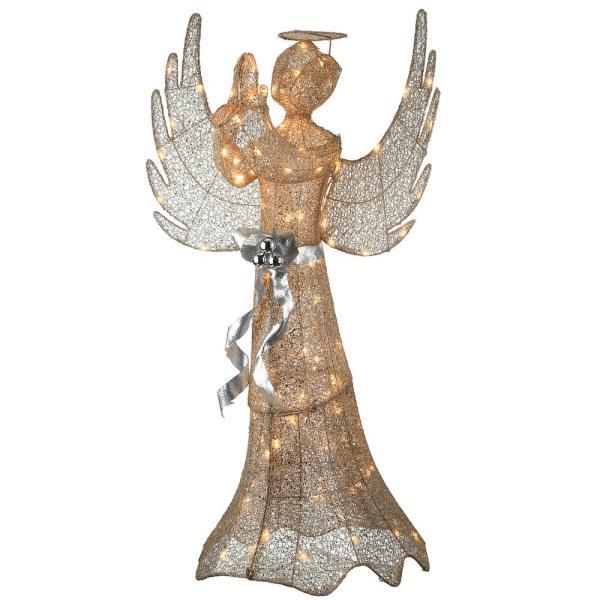 53 in. Champagne Gold Praying Angel with LED Lights