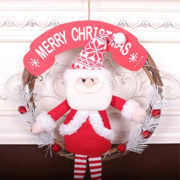 Merry Christmas Decor Indoor Outdoor Wreath Snowman Santa Christmas Hanging Decorations