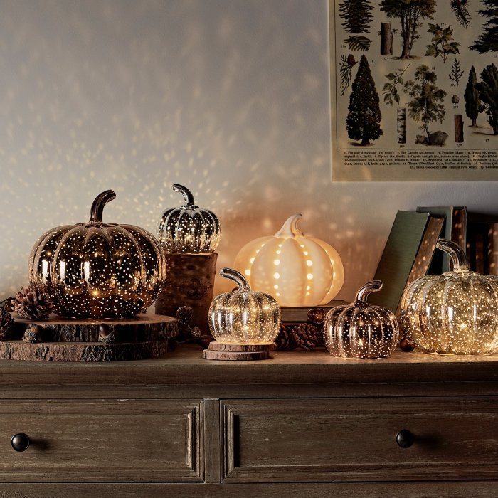 Light Up Ceramic Pumpkin Decoration