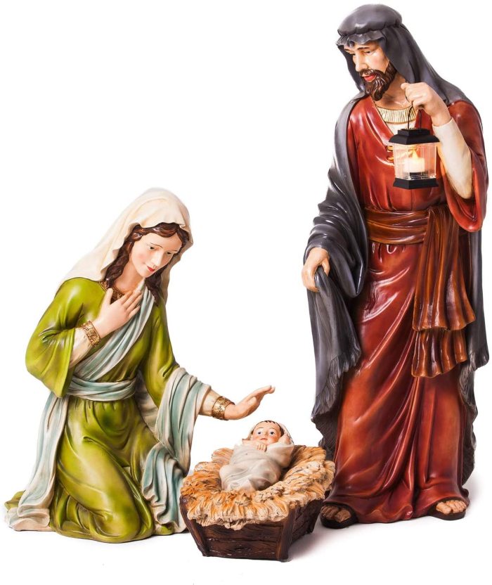 3-Piece Mary, Joseph and Baby Jesus Nativity Outdoor Safe Garden Set
