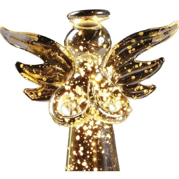 Glass Angel-LED Lighted Battery Powered Cordless Holiday Christmas Decor