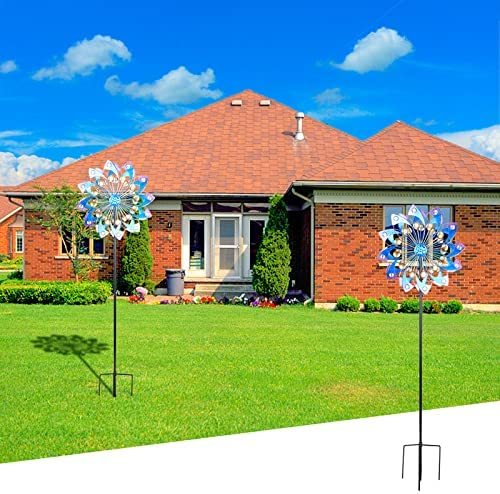 Wind Spinner Outdoor Metal 360 Degrees Double Wind Sculpture Kinetic Windmill for Garden Yard Patio Lawn