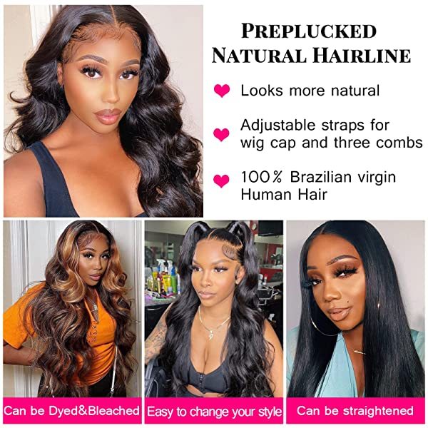 Lace Front Wigs Human Hair Wigs For Black Women Glueless Body Wave 4x4 Lace Closure Wigs Human Hair 150% Density Brazilian Virgin Hair Pre Plucked With Baby Hair Natural Color (22 Inch) 22 Inch Body wave