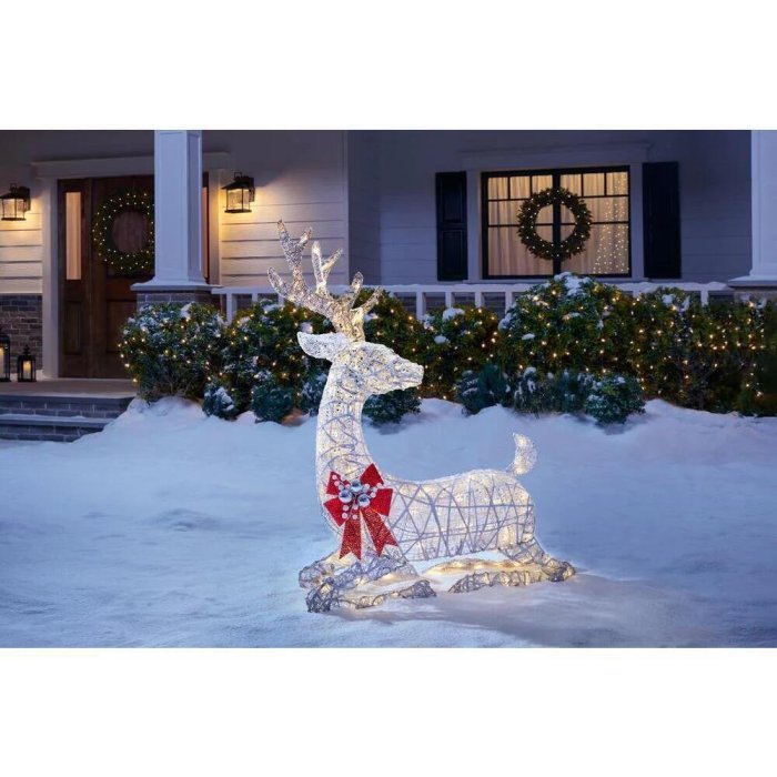 3.5 ft Lighted Christmas Deer Family Set Outdoor Yard Decoration with 360 LED Lights,White