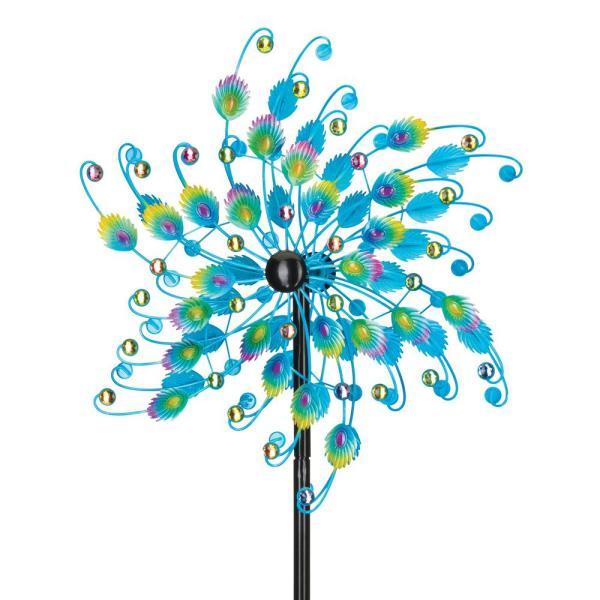 24 in. Rotating Wind Spinner Jeweled Peacock