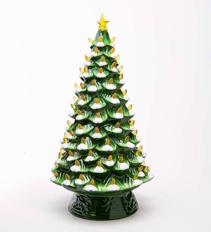 Lighted Ceramic Snowy Christmas Tree, 20 H