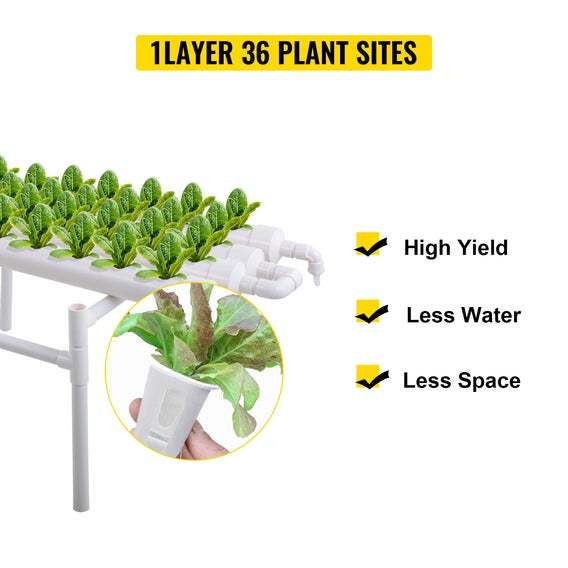 Hydroponic Grow Kit 36 Sites 4 Pipes Melon Garden System Vegetable Gardening Diy