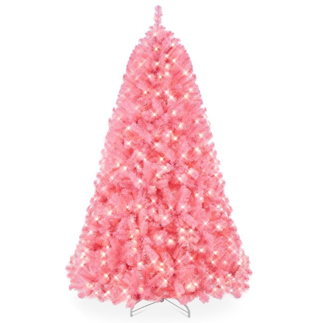 Pre-Lit Artificial Christmas Tree w/ 947 Tips, 350 Lights, Metal Stand - 6ft