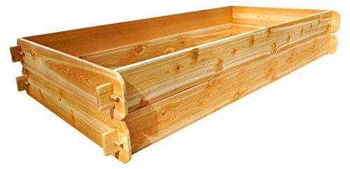 Raised Bed Kit Double Deep, Western Red Cedar Mortise Tenon Joinery, 3' W x 6' L