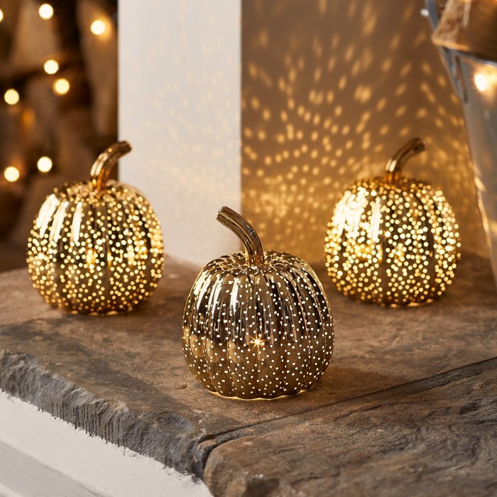 Gold Glass Pumpkins (Set of 3)