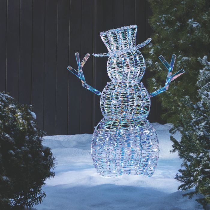 Iridescent Snowman Pre-Lit LED Christmas Lawn Decor