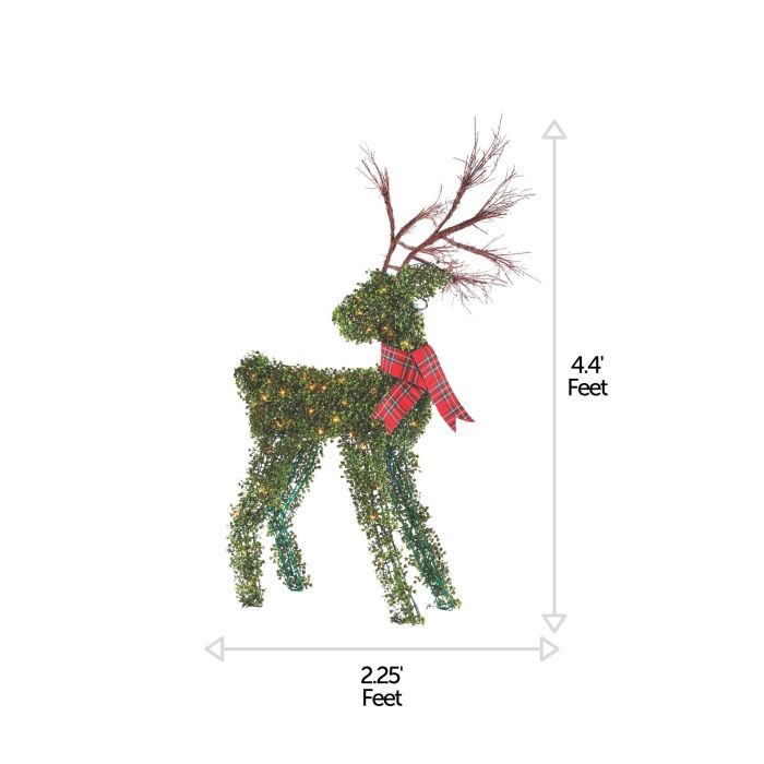 4.4 ft Pre-Lit Light Up Topiary Winter Garden Reindeer | Outdoor Christmas Holiday Lawn Decoration