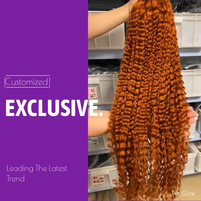 Fashion Orange Ginger Color Deep Curly Lace Frontal Wig