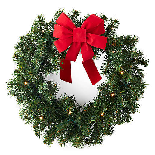 Classic Faux Pre-Lit LED Christmas Wreaths in Green (Set of 3)