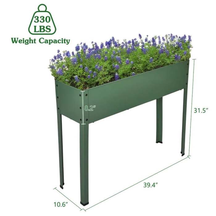Mois Galvanized Metal Raised Garden Bed Planter Box