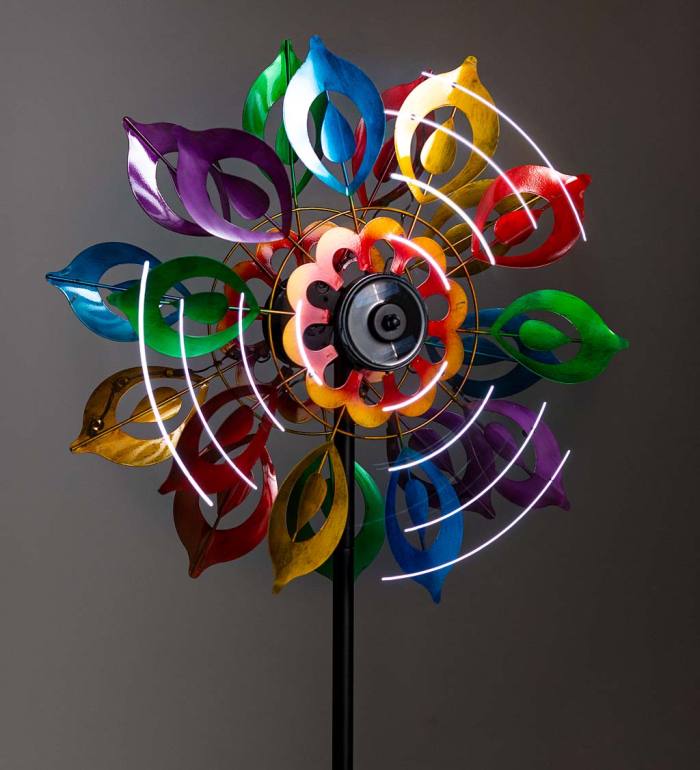 Multicolor Lily Flower Solar Wind Spinner - Multi