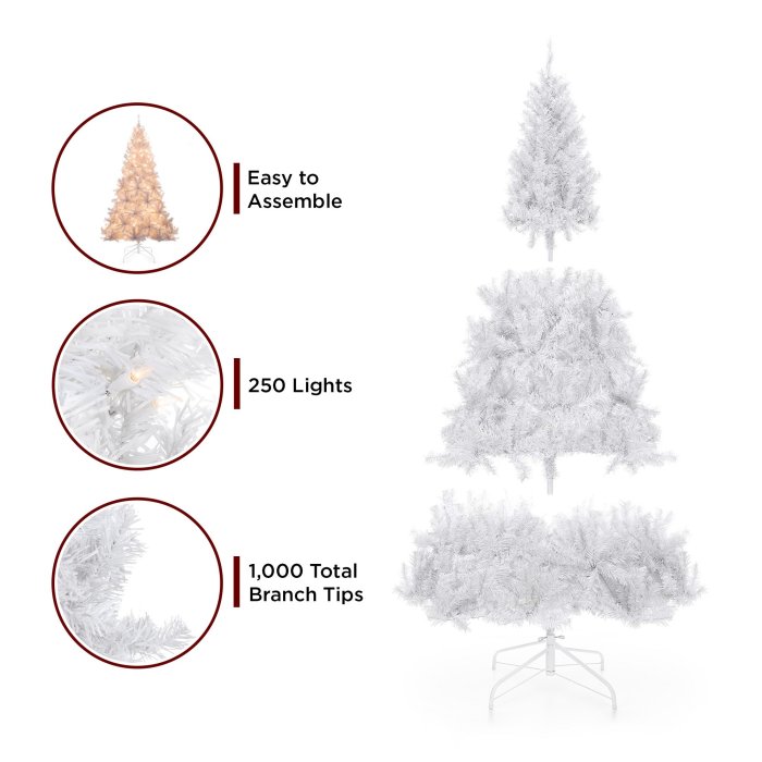 6ft Pre-Lit Hinged Artificial Pine Christmas Tree w/ 250 Lights, Stand