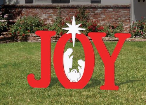Outdoor Red Joy Nativity Display