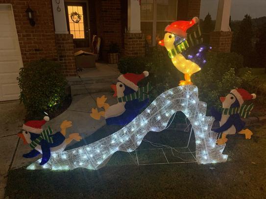 LED Penguins Slide Yard Sculpture