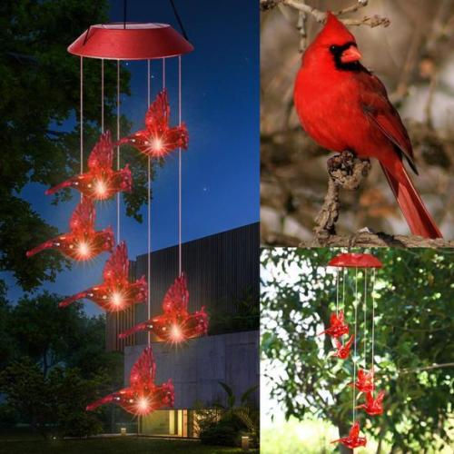 (🎅EARLY CHRISTMAS SALE - 50% OFF)Solar Cardinal Red Bird Wind Chime