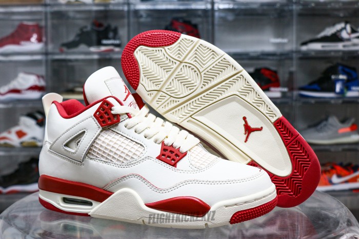 Jordan 4 Retro Pale Ivory Sierra Red  WMNS