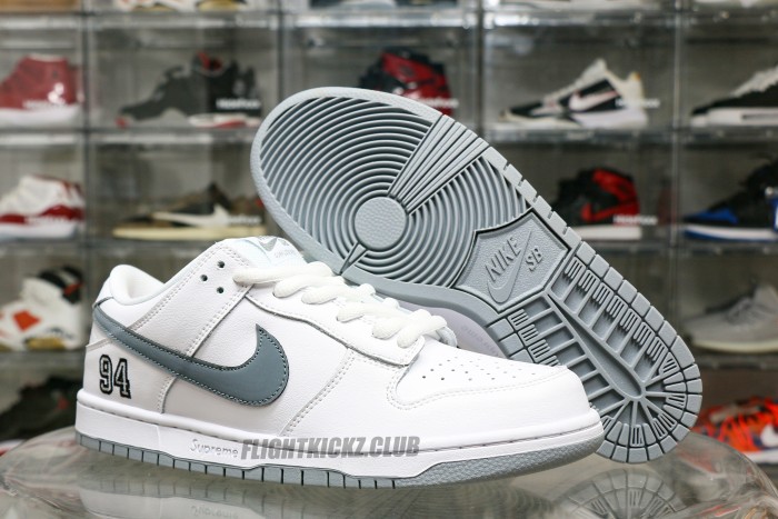 Nike SB Dunk Low Supreme 94 White Metallic Silver