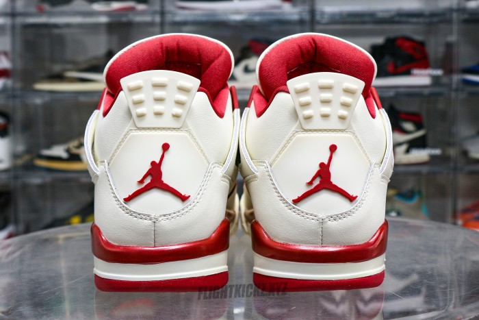Jordan 4 Retro Pale Ivory Sierra Red  WMNS