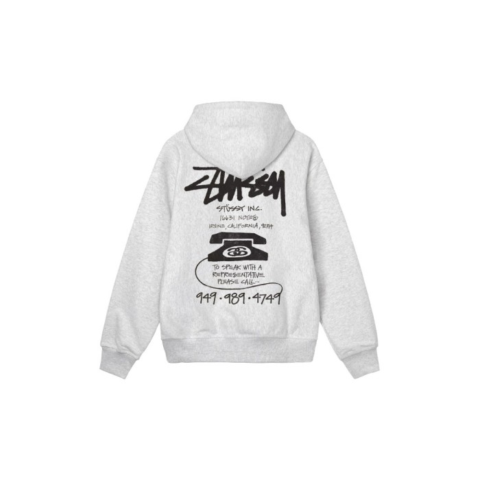 Stu$$y OLD PHONE TEE pigment dyed graphic print hoodie with vintage phone design