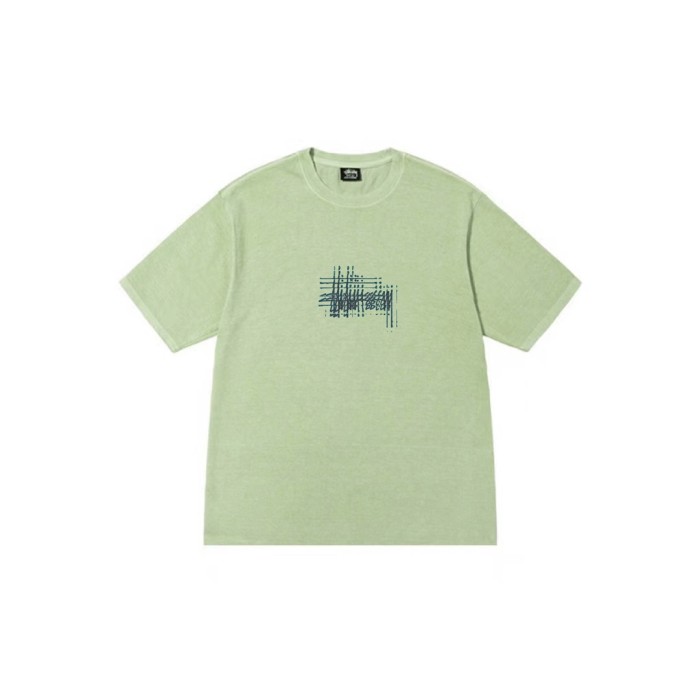 Stussy Patterned Ribbed Collar Loose Short Sleeve T-shirt