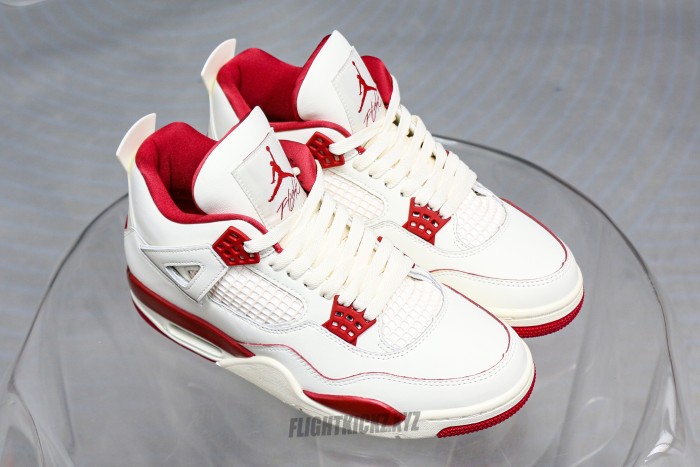 Jordan 4 Retro Pale Ivory Sierra Red  WMNS