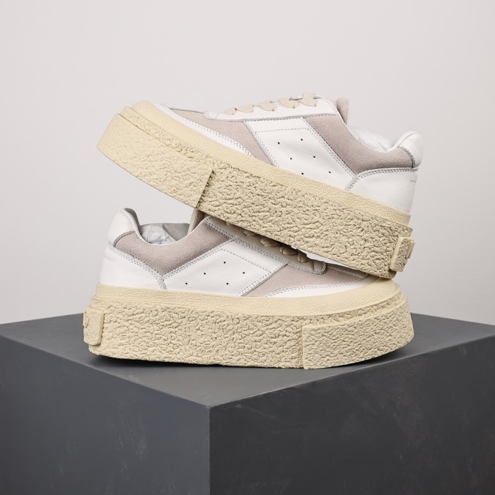 M@ison M@rgiela MM6 Panelled Platform Sneakers ‘White Silver Birch’.