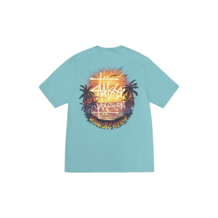 Stussy SS24 Palm Tree Sunset Print Crew Neck T-shirt