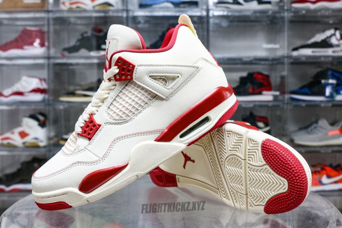 Jordan 4 Retro Pale Ivory Sierra Red  WMNS