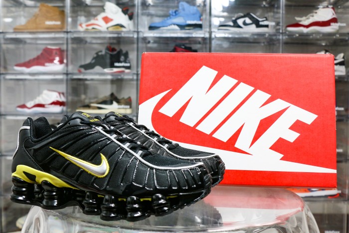 Nike Shox TL Black Dynamic Yellow Metallic Silver