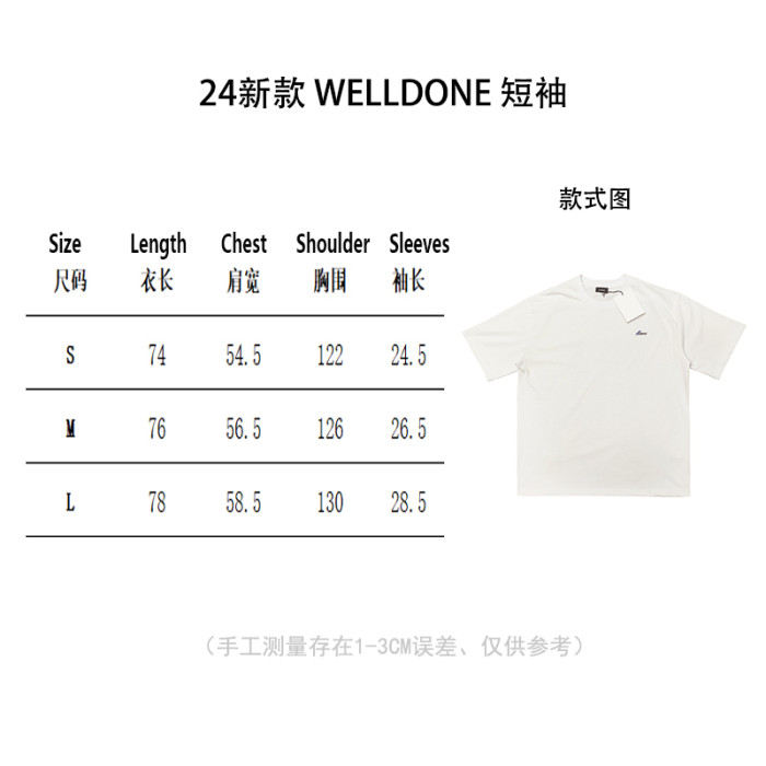 WE11D0NE Embroidered Logo Simple Color T-Shirt