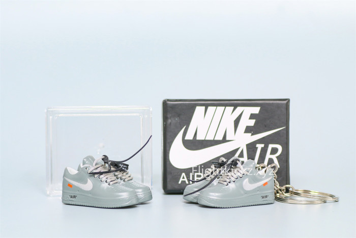 Mini Sneaker Off-White x Nike Air Force 1 Low Ghost Grey 3D keychain