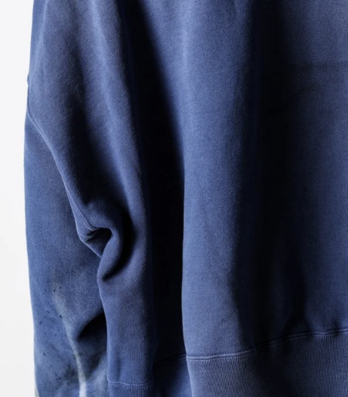 SAINT Mich@el FW24 vintage distressed angel graphic with letter print heavy-duty ribbed crewneck long-sleeve sweatshirt