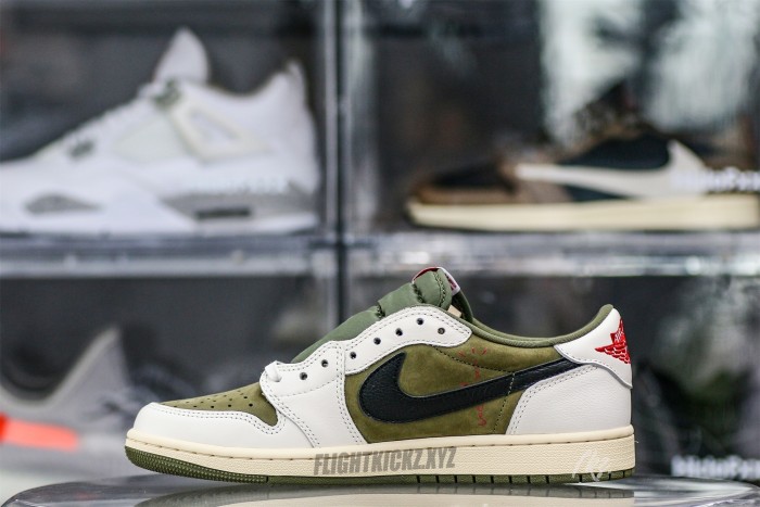 Travis Scott x Air Jordan 1 ' Medium Olive' GS（A1）
