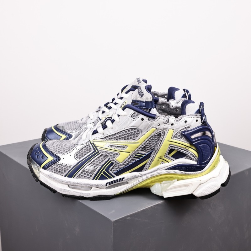 Balenciag* Runner Sneaker White Blue Yellow Grey Black