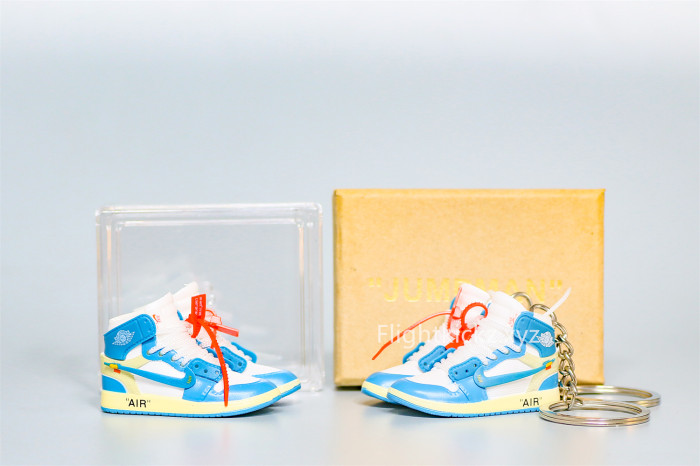 Mini SneakerOff White X Air Jordan 1 UNC NRG 3D keychain