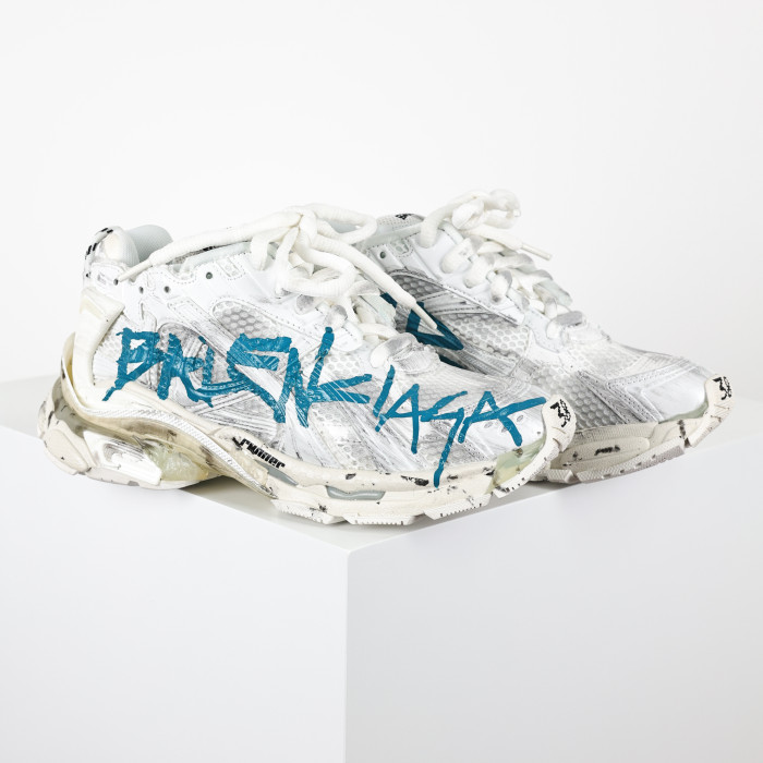 Balenciag* Runner Graffiti White Blue