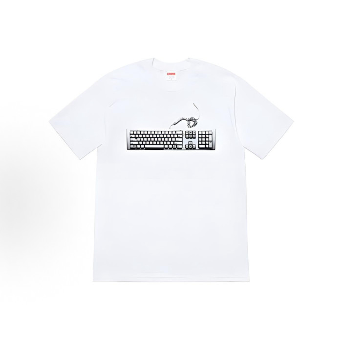 Supreme Navy Keyboard Print  T-Shirt