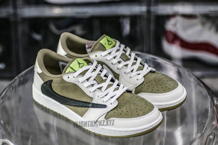 Travis Scott x Air Jordan 1 Low Golf Neutral Olive GS（A1）