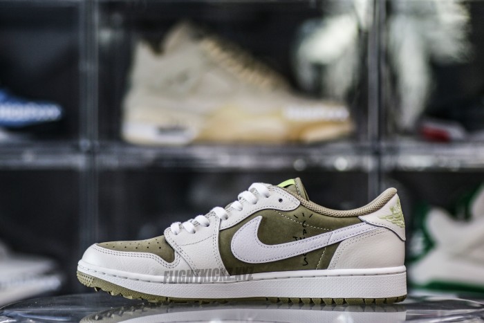 Travis Scott x Air Jordan 1 Low Golf Neutral Olive GS（A1）