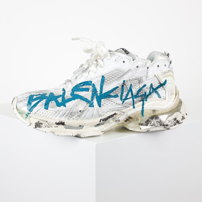Balenciag* Runner Graffiti White Blue