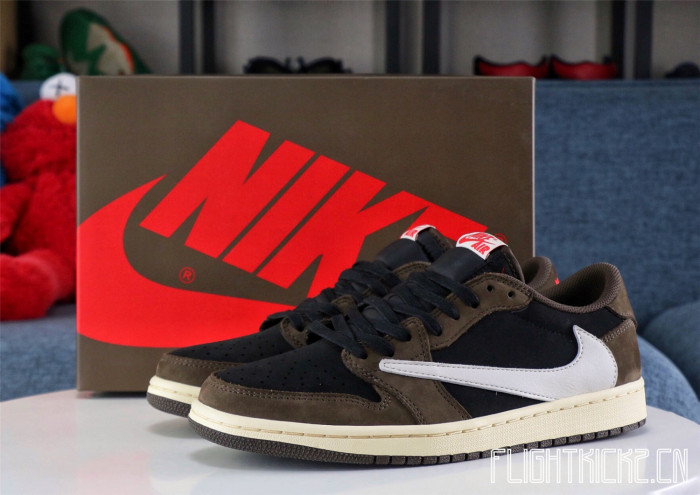 Travis Scott X Air Jordan 1 Low 'Cactus Jack'  Mocha GS( A1)