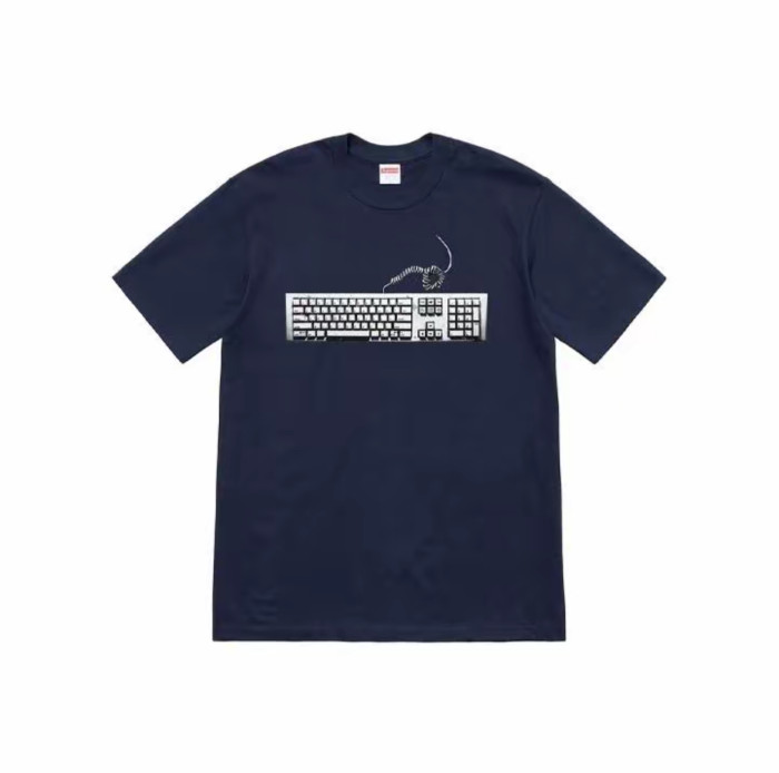 Supreme Navy Keyboard Print  T-Shirt