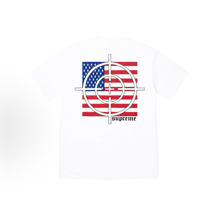 Supreme Crew Neck T‑Shirt with Flag Camo Print on Back